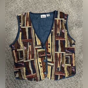 Vintage Halsey collection patchwork denim 100% cotton vest